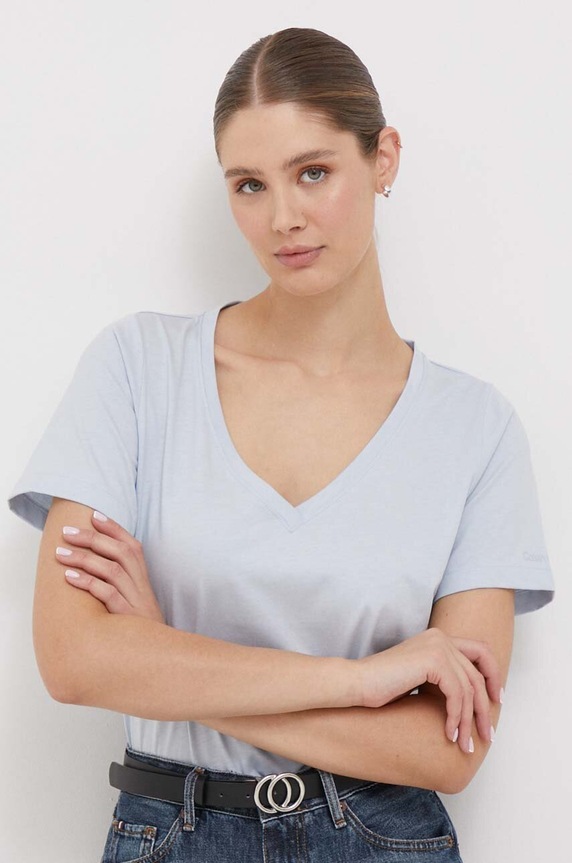 Bavlnené tričko Calvin Klein jednofarebný modrá K20K205338