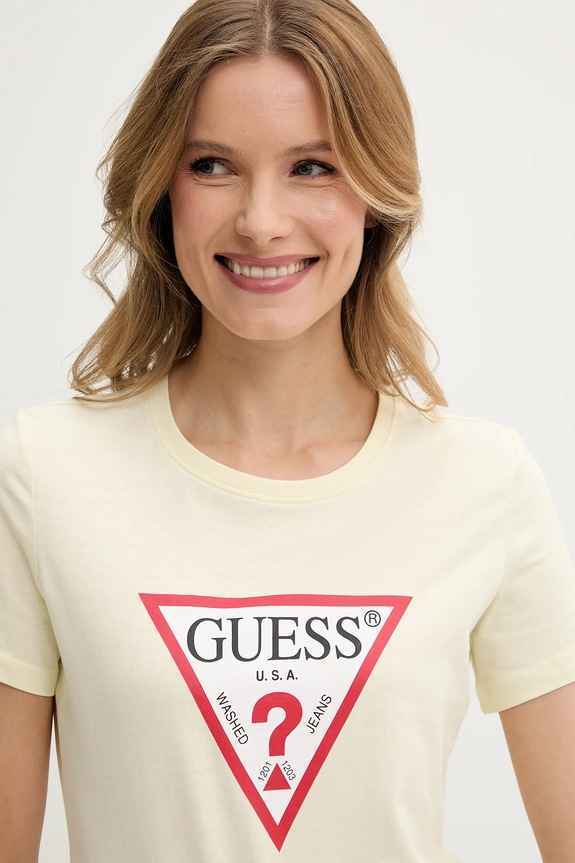 Îmbrăcăminte Guess tricou din bumbac W1YI1B.I3Z14 galben