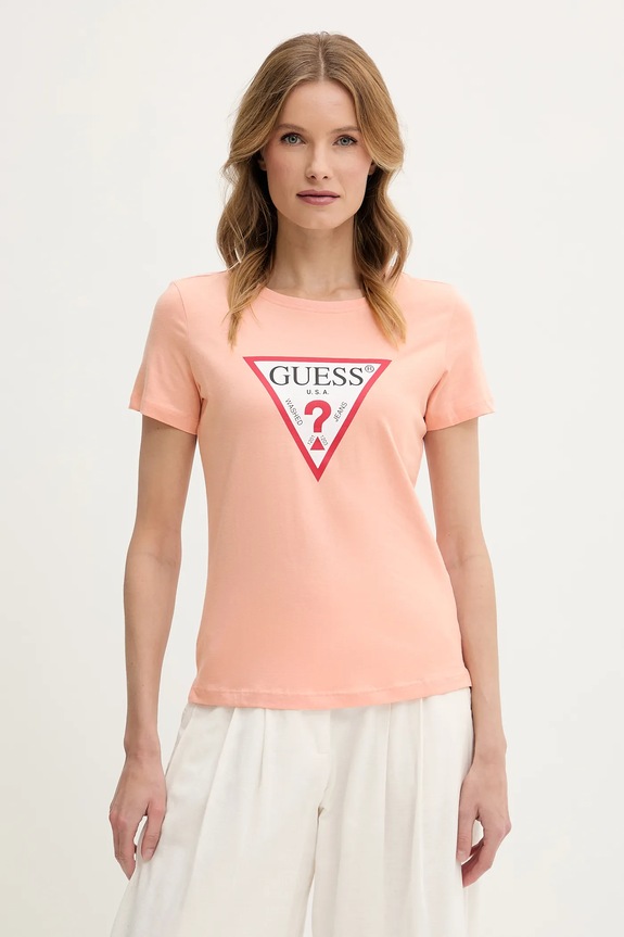 Хлопковая футболка Guess оранжевый W1YI1B.I3Z14