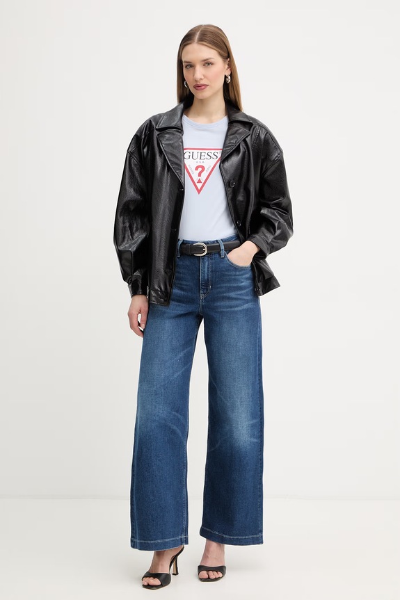 Βαμβακερό μπλουζάκι Guess W1YI1B.I3Z14 μπλε SS26