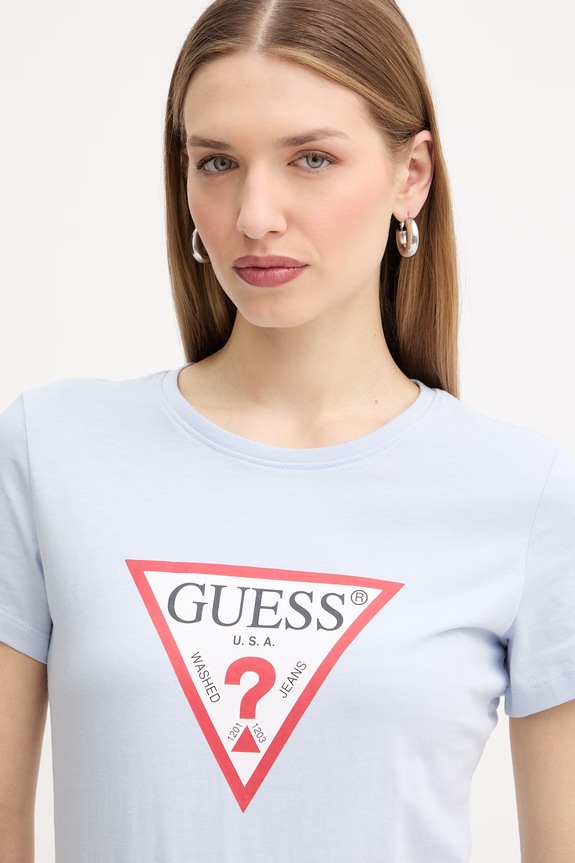 Βαμβακερό μπλουζάκι Guess μπλε W1YI1B.I3Z14