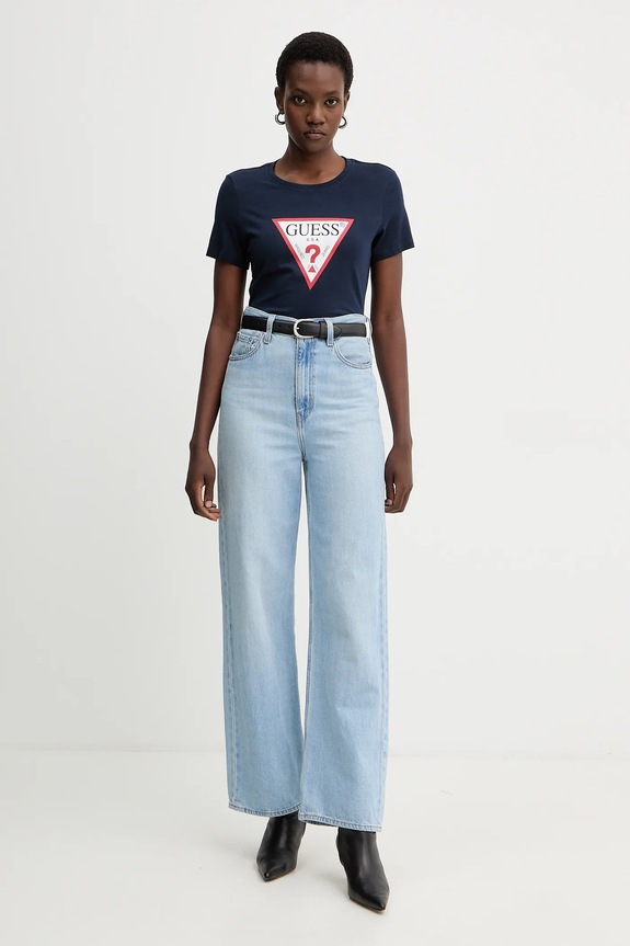 Guess t-shirt bawełniany W1YI1B.I3Z14 granatowy SS26