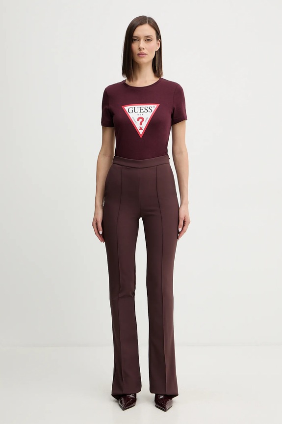 Guess t-shirt bawełniany W1YI1B.I3Z14 bordowy SS26
