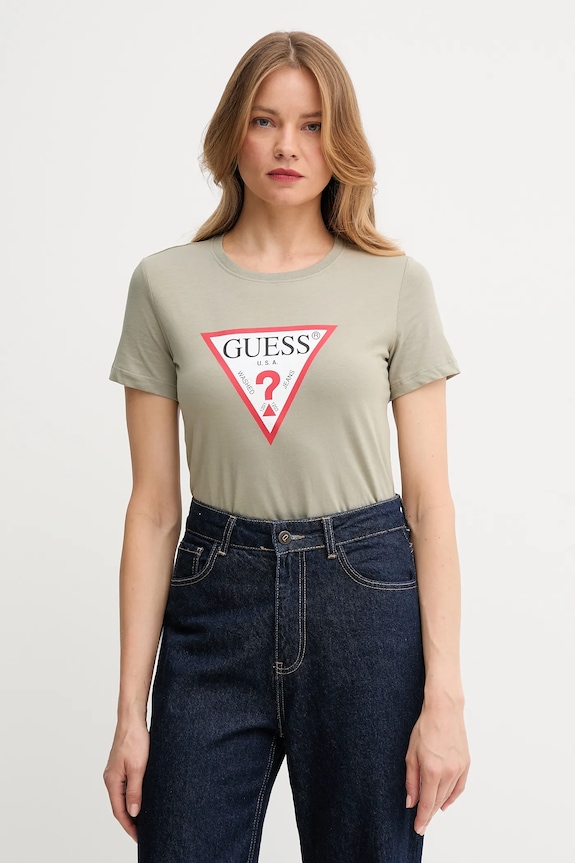 Бавовняна футболка Guess зелений W1YI1B.I3Z14