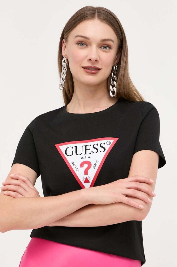 Bavlnené tričko Guess čierna W1YI1B.I3Z14