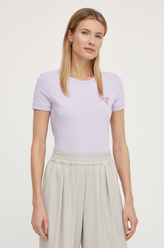 Guess t-shirt bawełna fioletowy W2YI44.J1314