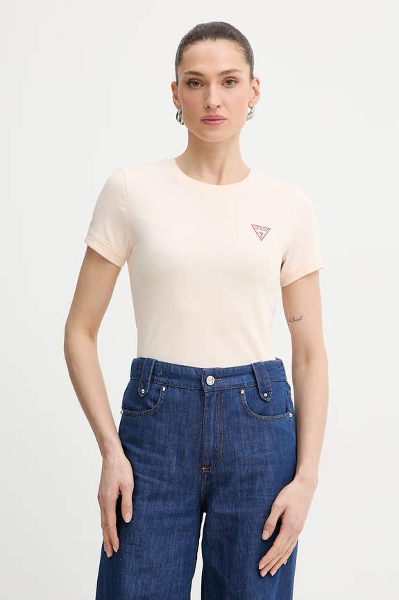 Tričko Guess jednofarebný oranžová W2YI44.J1314