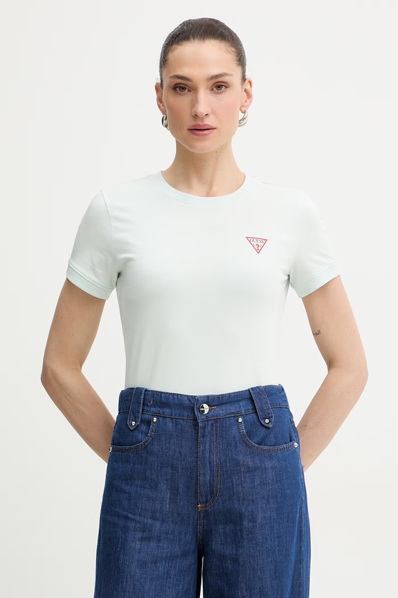 Tričko Guess jednofarebný zelená W2YI44.J1314