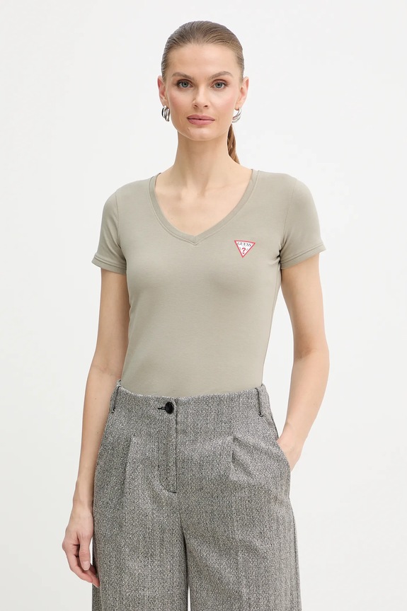 Μπλουζάκι Guess slim πράσινο W2YI45.J1314