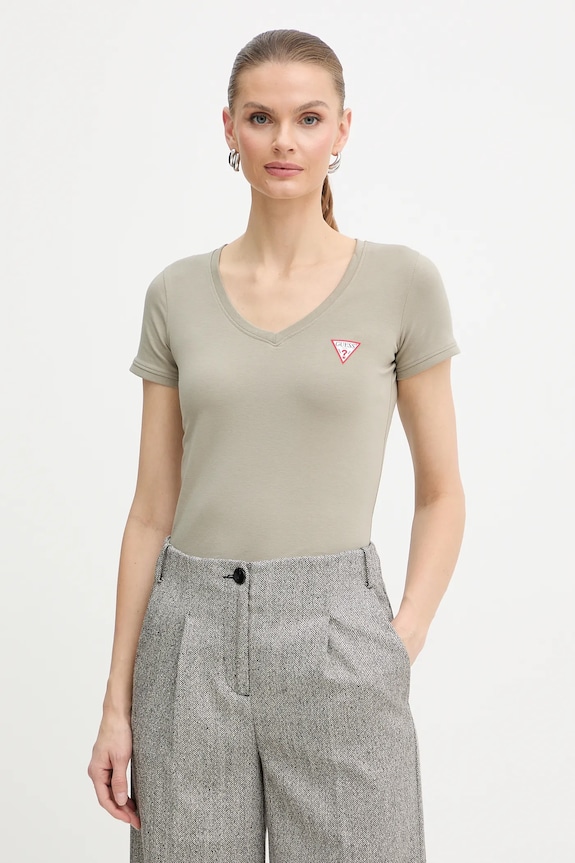 Μπλουζάκι Guess slim πράσινο W2YI45.J1314