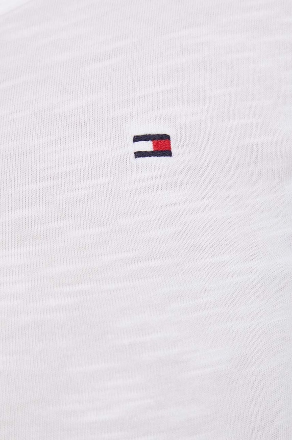 Βαμβακερή μπλούζα με μακριά μανίκια Tommy Hilfiger WW0WW37861 λευκό