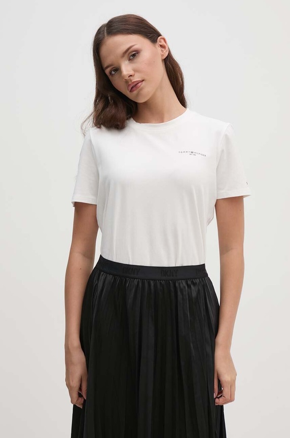 Tommy Hilfiger t-shirt z elastanem biały WW0WW37877