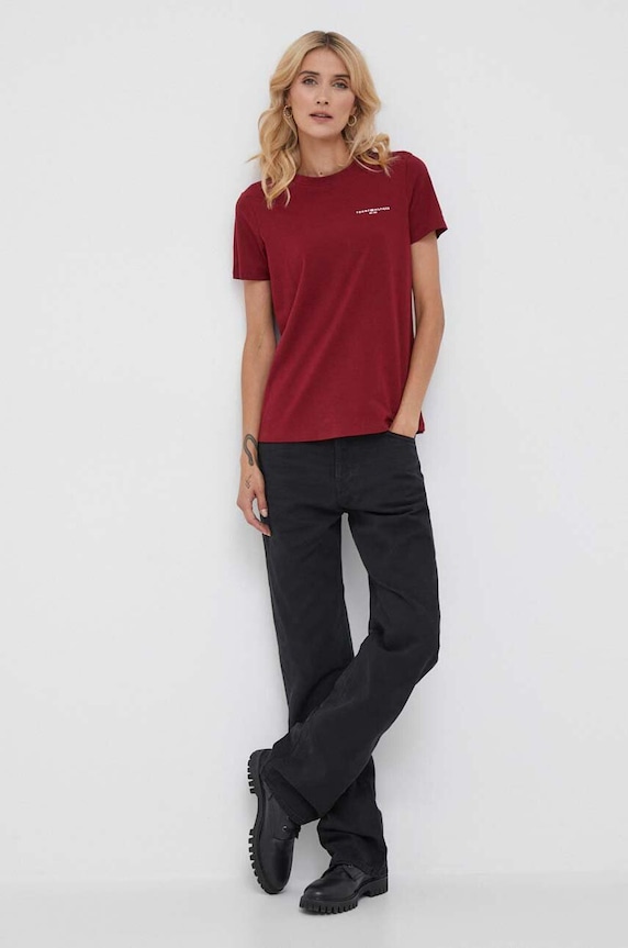 Tričko Tommy Hilfiger WW0WW37877 burgundské AA00