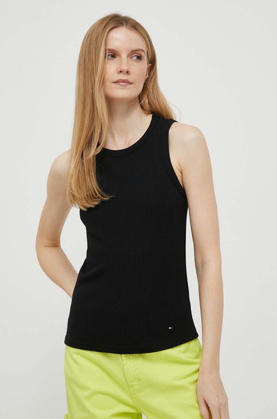 Top Tommy Hilfiger slim čierna WW0WW38635