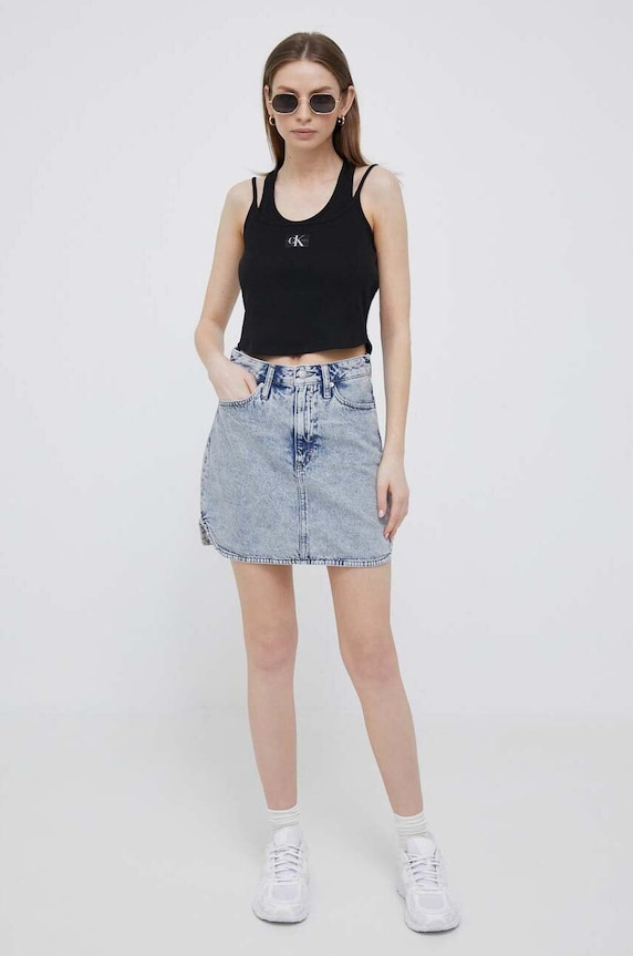 Top Calvin Klein Jeans με ελαστάν μαύρο J20J221430