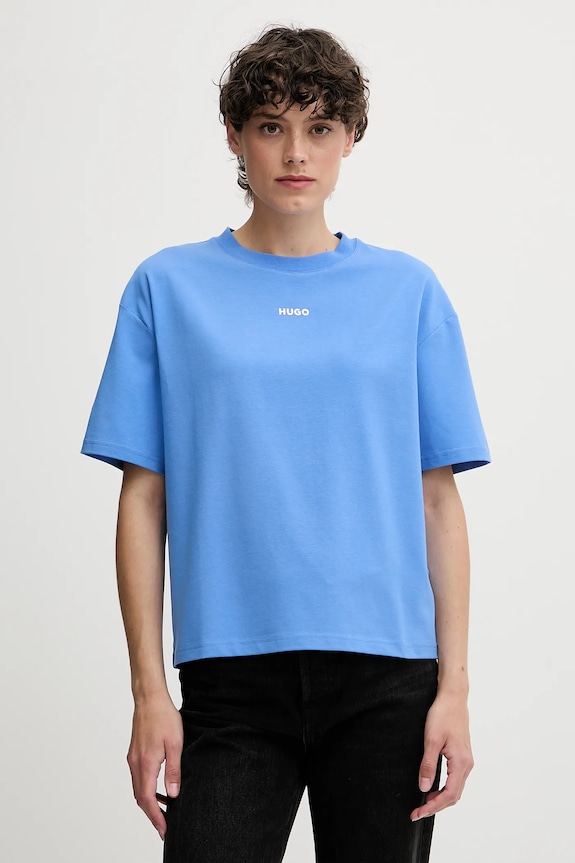 Tričko HUGO SHUFFLE_T-SHIRT relaxed modrá 50490593