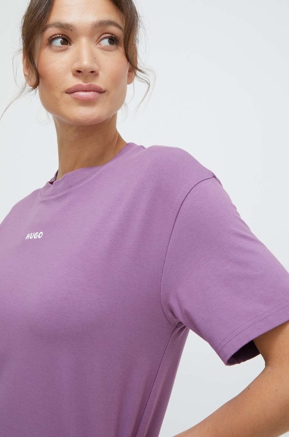 HUGO t-shirt lounge SHUFFLE_T-SHIRT fioletowy 50490593