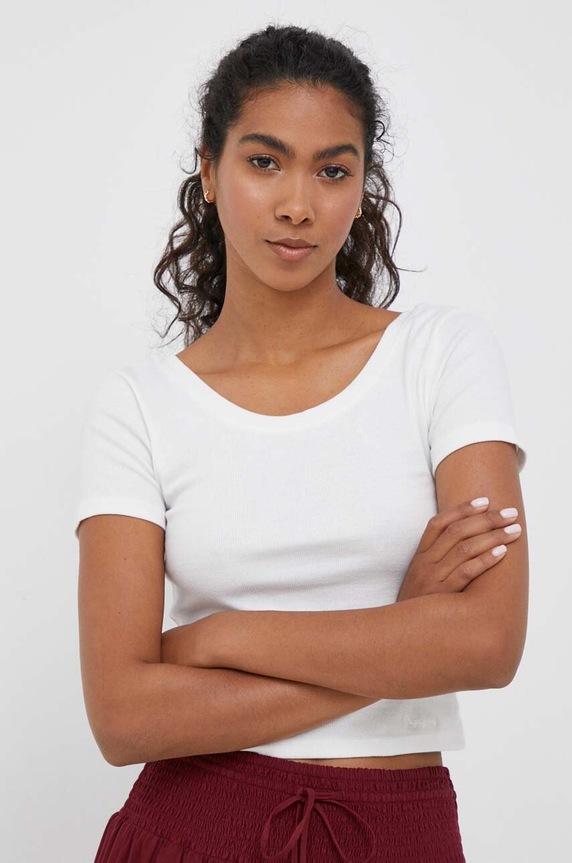 Pepe Jeans t-shirt z elastanem biały PL505581.808