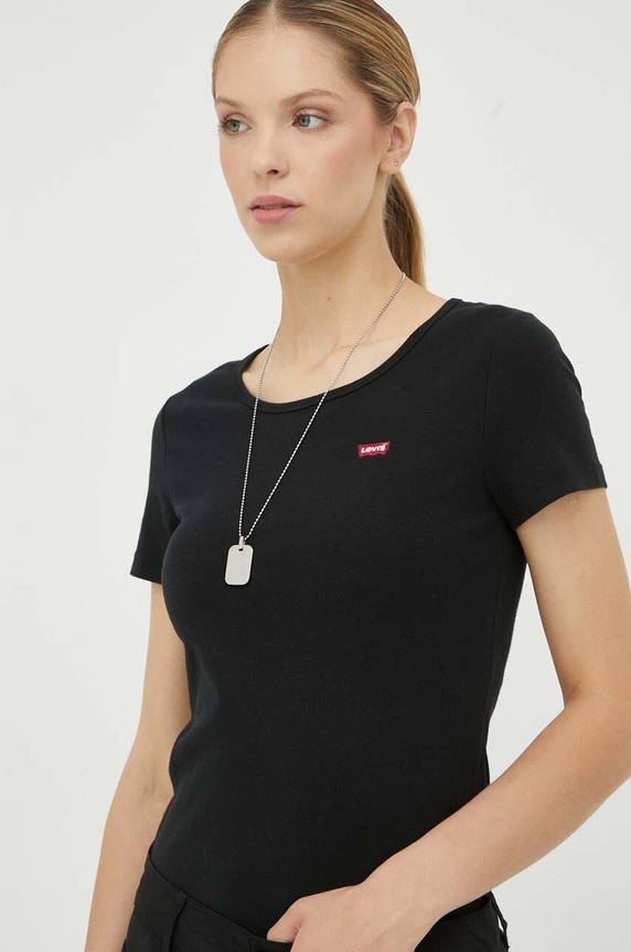 Majica kratkih rukava Levi's slim crna 74856.0006