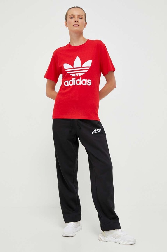 Bavlněné tričko adidas Originals IK4038 červená AW23