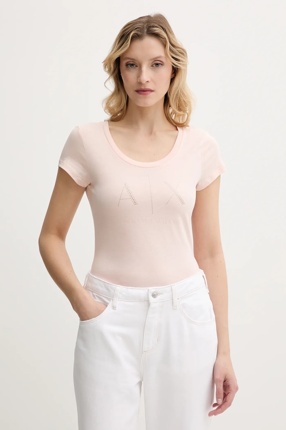 Armani Exchange t-shirt in cotone sovrastampa arancione 8NYT83.YJ16Z