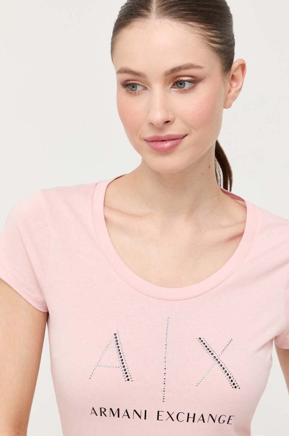 Armani Exchange t-shirt bawełniany nadruk różowy 8NYT83.YJ16Z