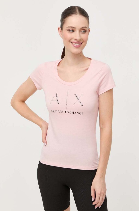 Armani Exchange t-shirt bawełniany różowy 8NYT83.YJ16Z