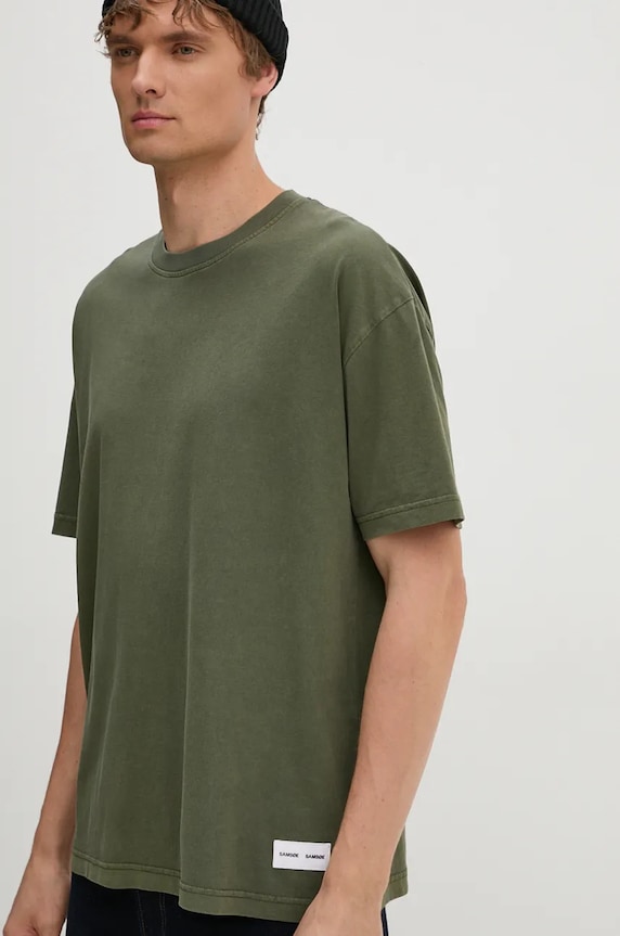 Samsoe Samsoe tricou din bumbac uni verde M22300090