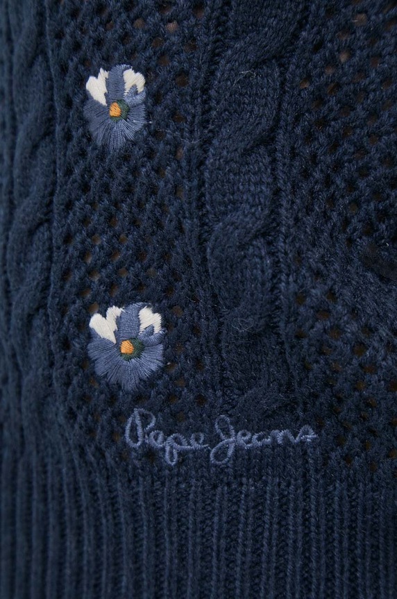 Pepe Jeans tricou din amestec de lana Emalynn PL702067.594 bleumarin
