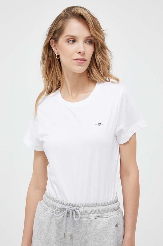 Gant t-shirt bawełniany 4200200 biały SS26