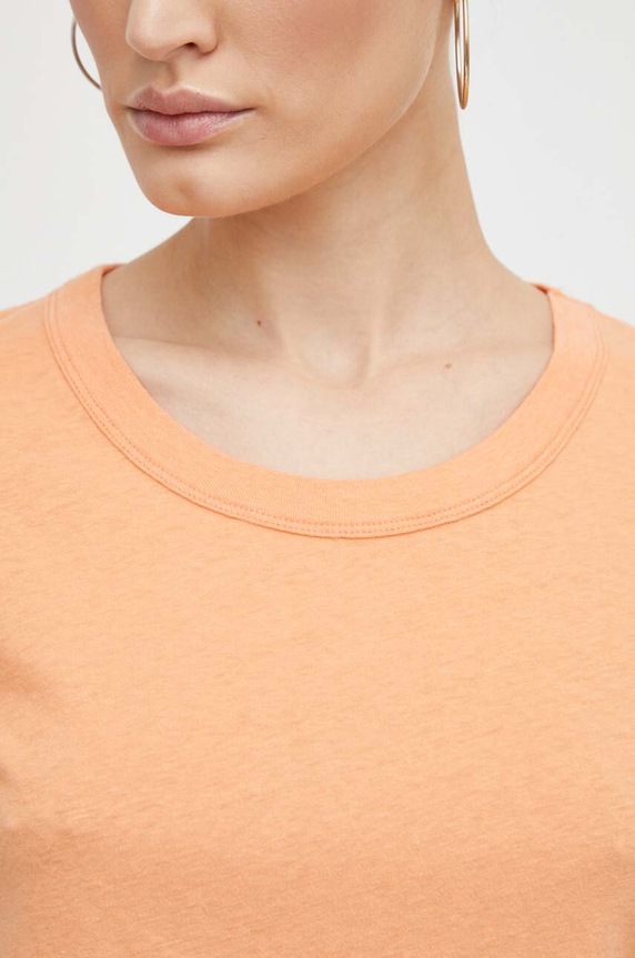 Βαμβακερό μπλουζάκι American VintageT-SHIRT MC COL ROND πορτοκαλί GAMI02B