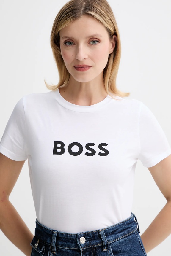 Bavlnené tričko BOSS Orange BOSS ORANGE C_Elogo_5 biela 50501139
