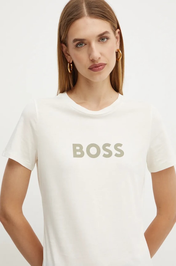 BOSS Orange tricou din bumbac BOSS ORANGE C_Elogo_5 print bej 50501139