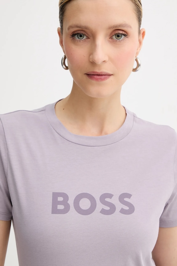 Bavlnené tričko BOSS Orange BOSS ORANGE C_Elogo_5 fialová 50501139