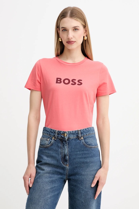 BOSS Orange tricou din bumbac BOSS ORANGE C_Elogo_5 print portocaliu 50501139
