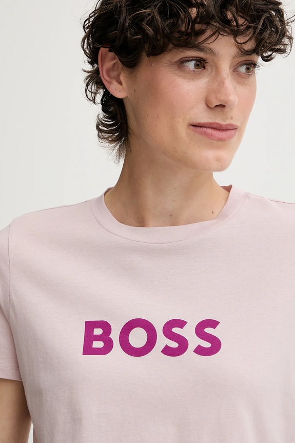 Oblečenie Bavlnené tričko BOSS Orange BOSS ORANGE C_Elogo_5 50501139 ružová