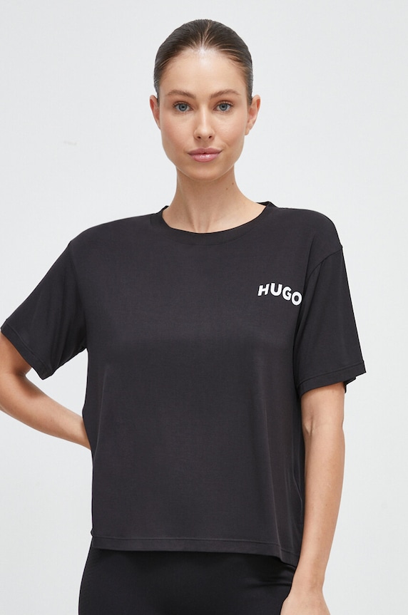 HUGO tricou lounge UNITE_T-SHIRT print negru 50490707