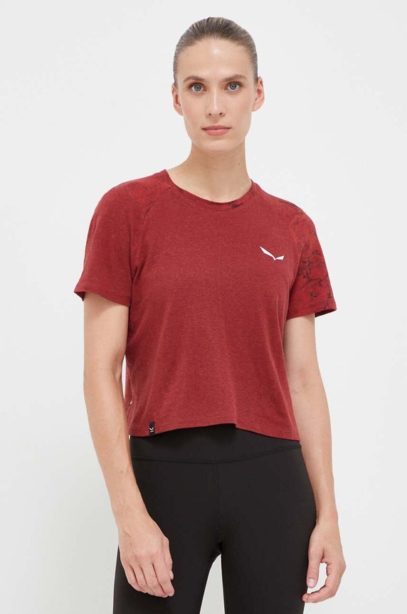 Salewa sportos póló Lavaredo Hemp nyomtatásos burgundia 00.0000028549