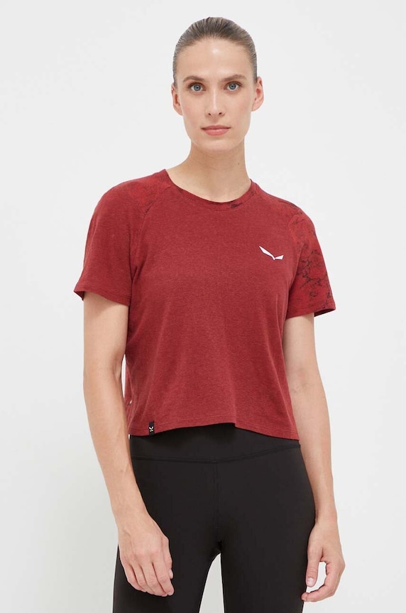Salewa sportos póló Lavaredo Hemp nyomtatásos burgundia 00.0000028549
