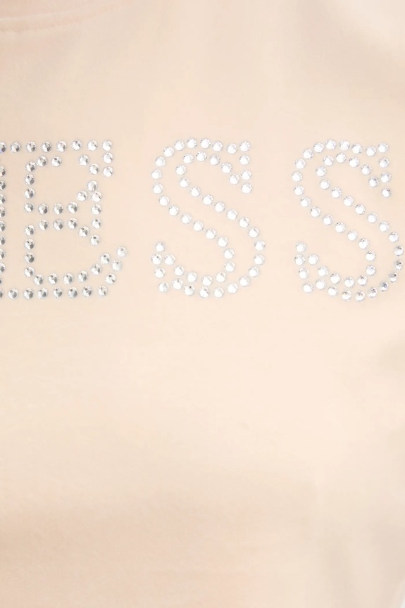 Velurové tričko Guess COUTURE V3BI01.KBXI2 béžová
