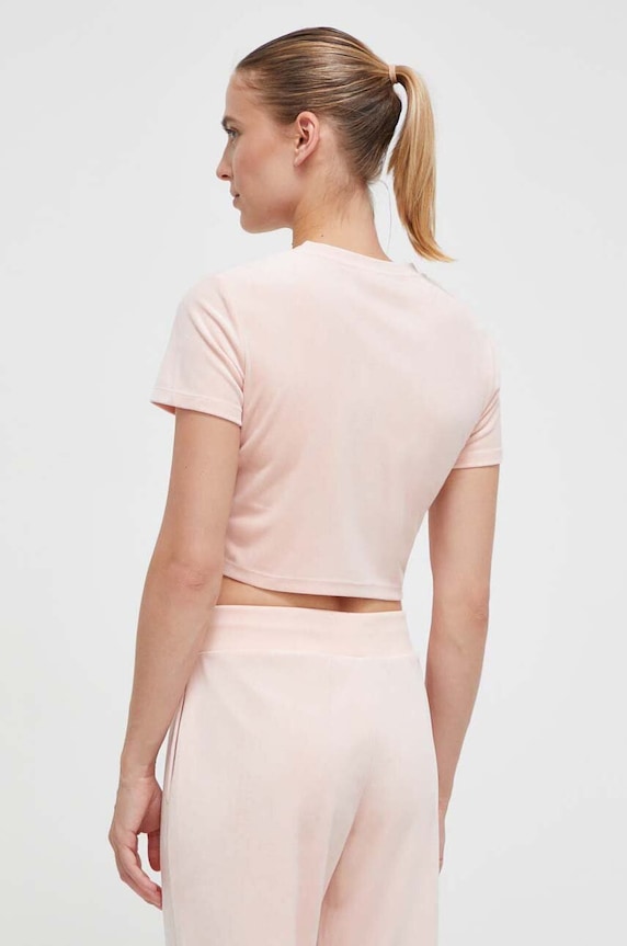 Oblečenie Velúrové tričko Guess COUTURE V3BI01.KBXI2 ružová
