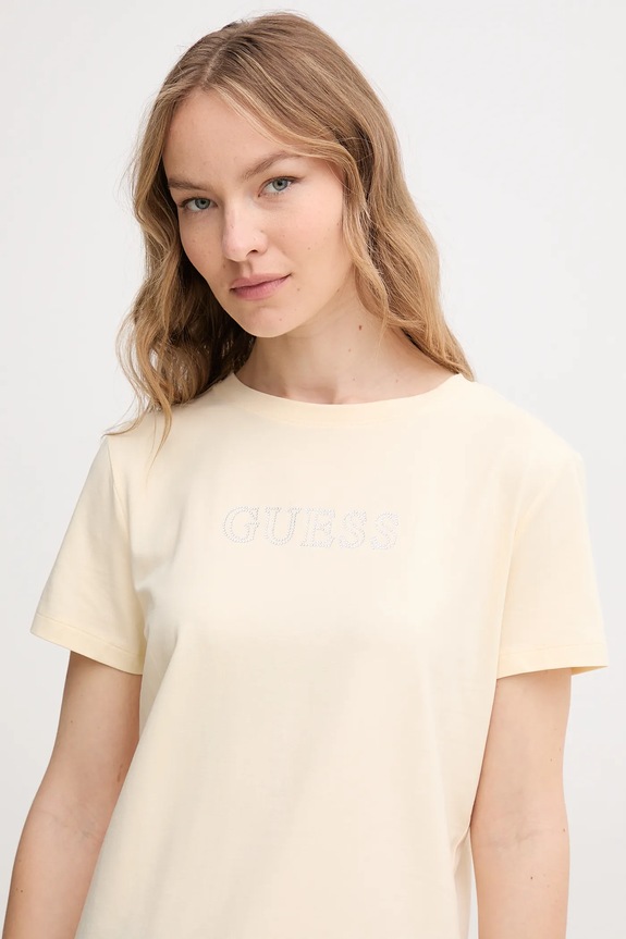 Îmbrăcăminte Guess damska din bumbac cu elastan BRIANA V3BI11.J1314 galben