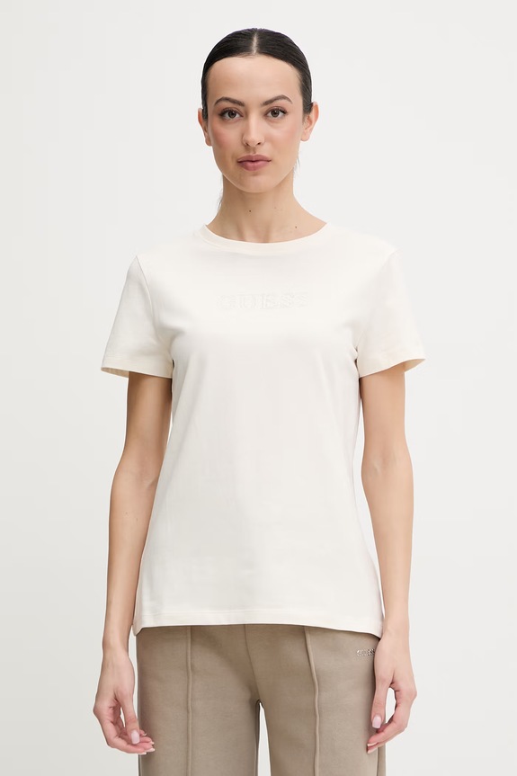 Guess de damă din bumbac cu elastan BRIANA imprimeu bej V3BI11.J1314