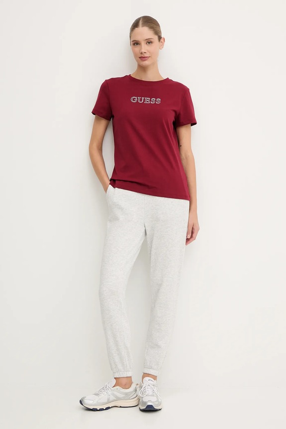 Guess de damă din bumbac cu elastan BRIANA V3BI11.J1314 burgundia SS26