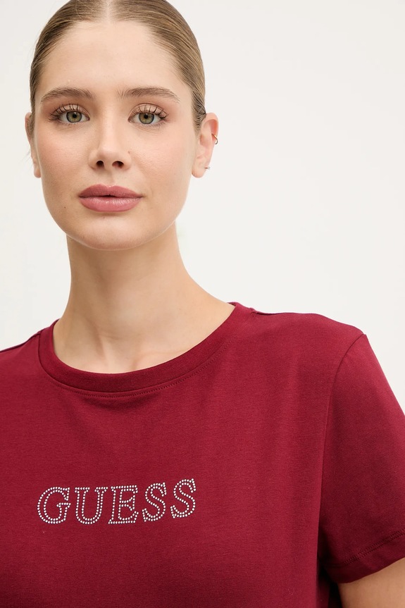 Guess de damă din bumbac cu elastan BRIANA burgundia V3BI11.J1314