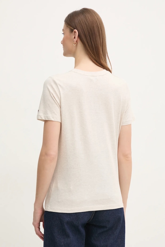 Abbigliamento Tommy Hilfiger t-shirt da donna in cotone WW0WW40276 beige