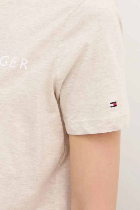 Tommy Hilfiger t-shirt da donna in cotone WW0WW40276 beige