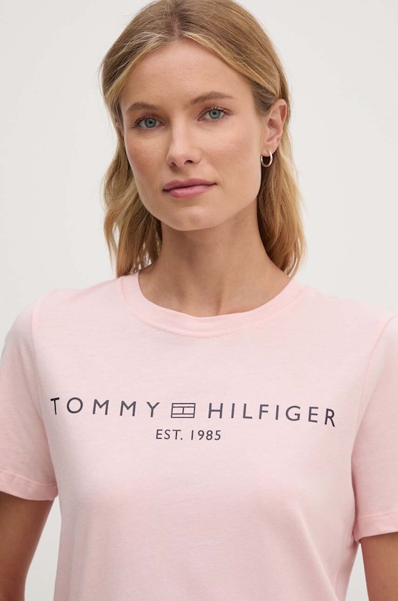Oblečenie Tommy Hilfiger tričko dámske bavlnené WW0WW40276 ružová