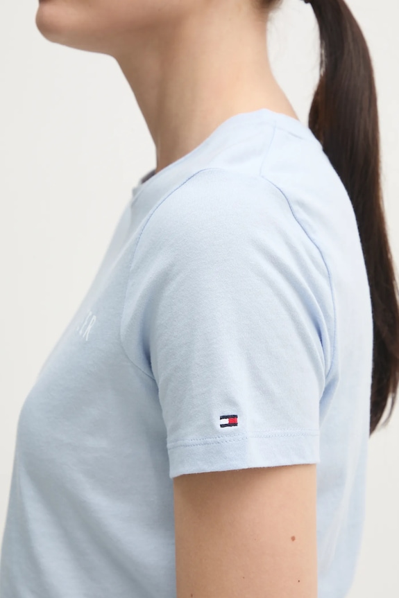 Tommy Hilfiger kratka majica ženska bombažna WW0WW40276 modra