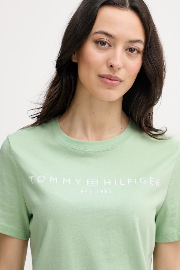 Tommy Hilfiger majica ženska od pamuka zelena WW0WW40276
